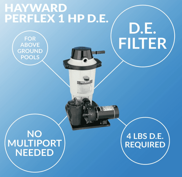 Hayward W3EC40C92S Perflex 1 HP Diatomaceous Earth Filter Pump System for Above-Ground Pools.